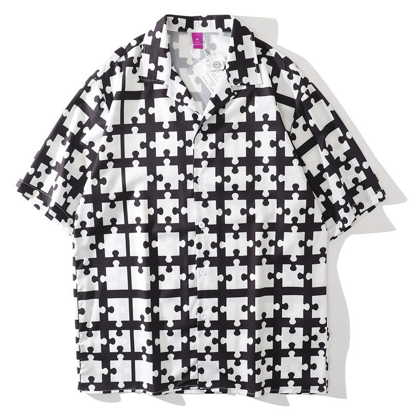 American Casual Plaid Building Block Shirt Short Sleeve