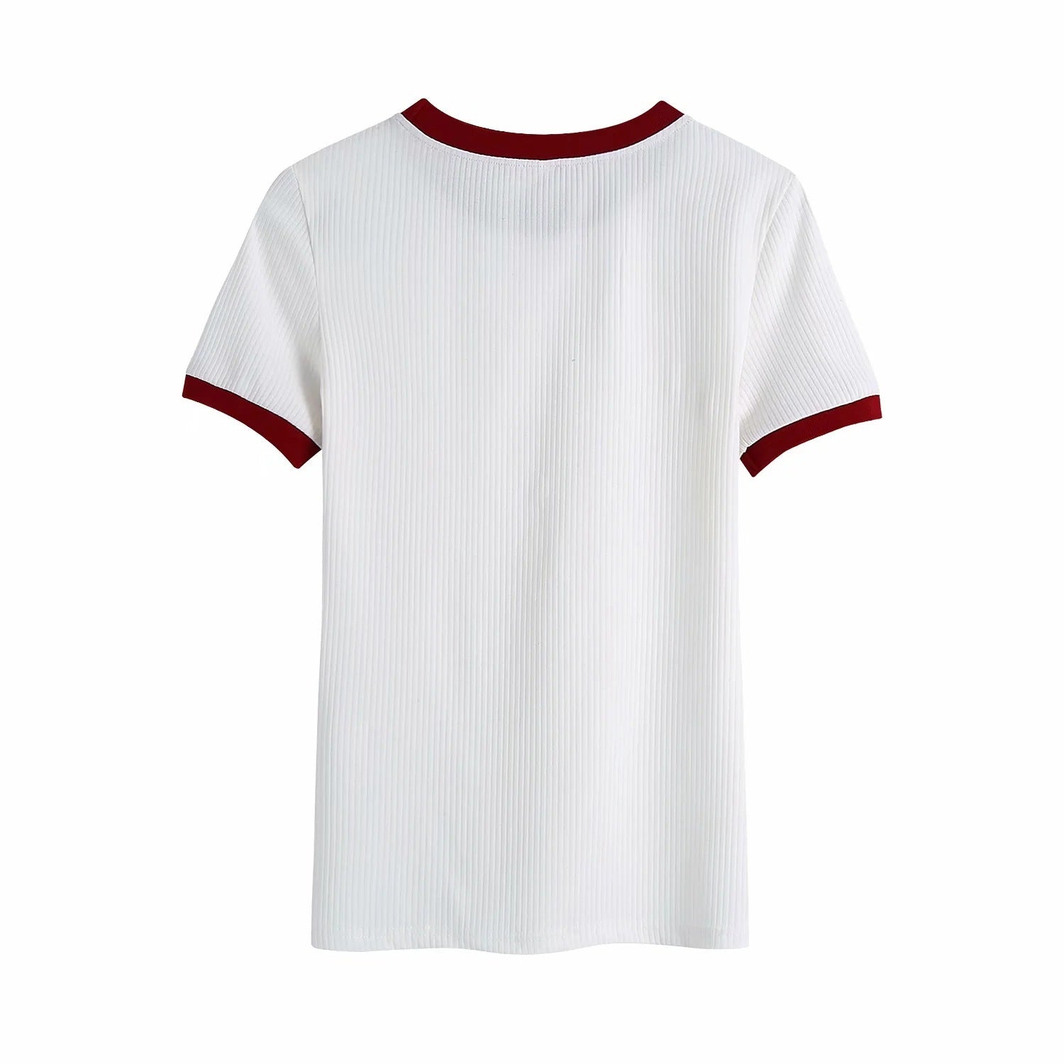 European And American Women's Autumn And Winter New Youth High Waist Elastic Waist Stitching Casual Shorts Women Ribbed T-shirt Set
