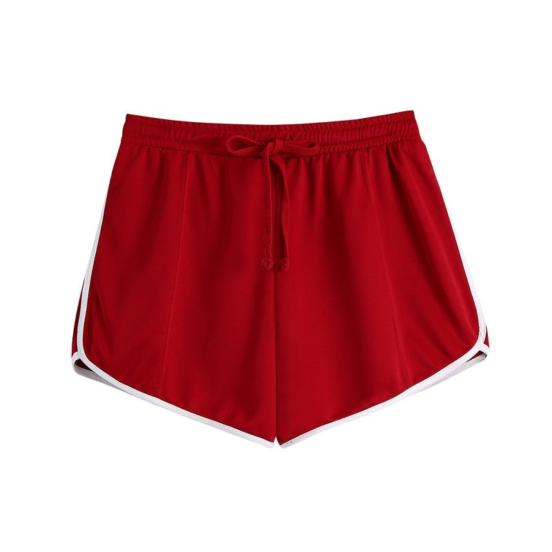 European And American Women's Autumn And Winter New Youth High Waist Elastic Waist Stitching Casual Shorts Women Ribbed T-shirt Set