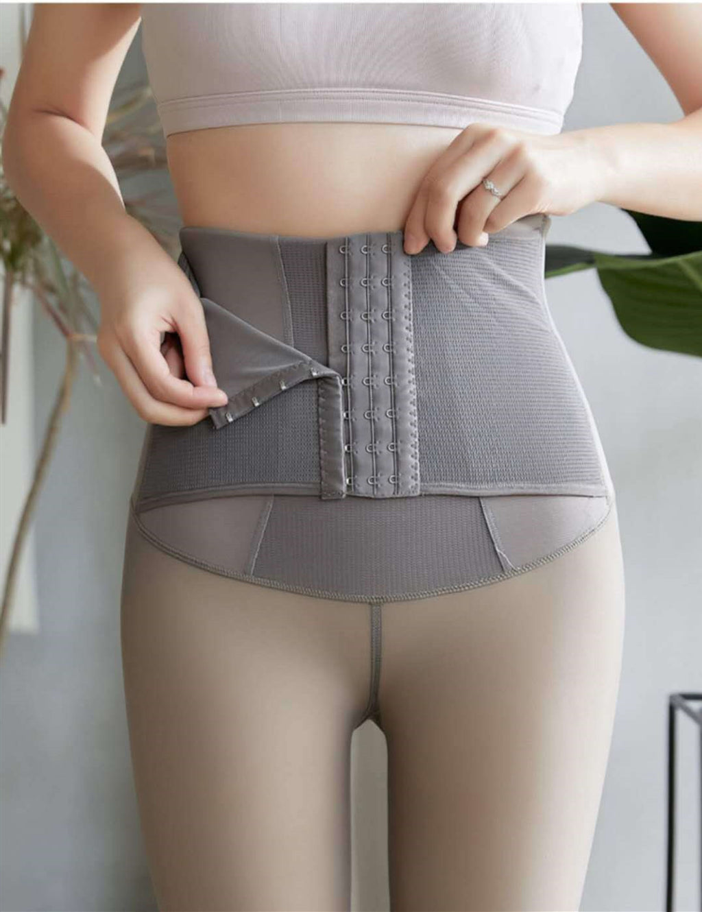 Three-breasted cashmere padded leggings