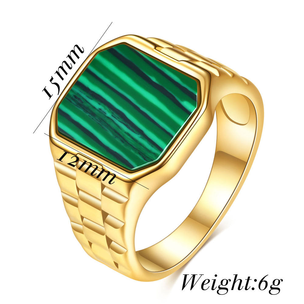 Irregular 15MM Square Fritillary Stainless Steel Ring