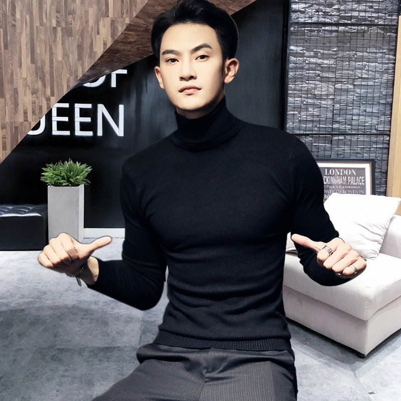 Men's Fall Fashion Slim Solid Color Turtleneck Sweater