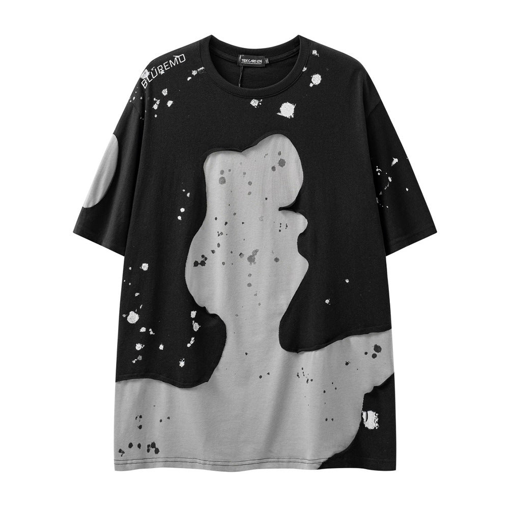 Irregular Patchwork Short-sleeved T-shirt Men