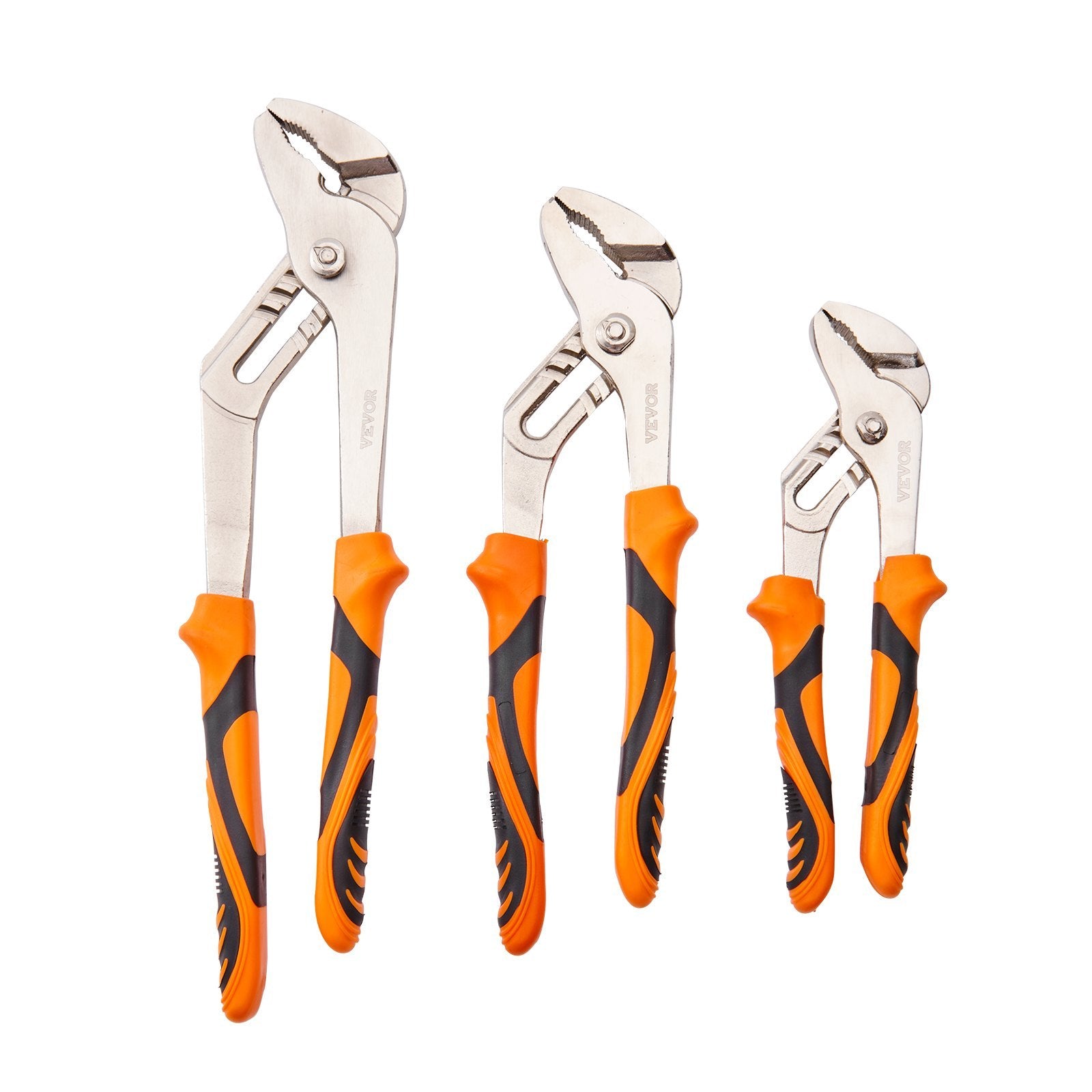 VEVOR 3-Piece Groove Joint Pliers Set, Heat-Treated High Carbon Steel WaterPump Pliers, Button Quick Adjustable Pliers For Home Repair, Gripping, Nuts, Bolts, Pipes, Fittings