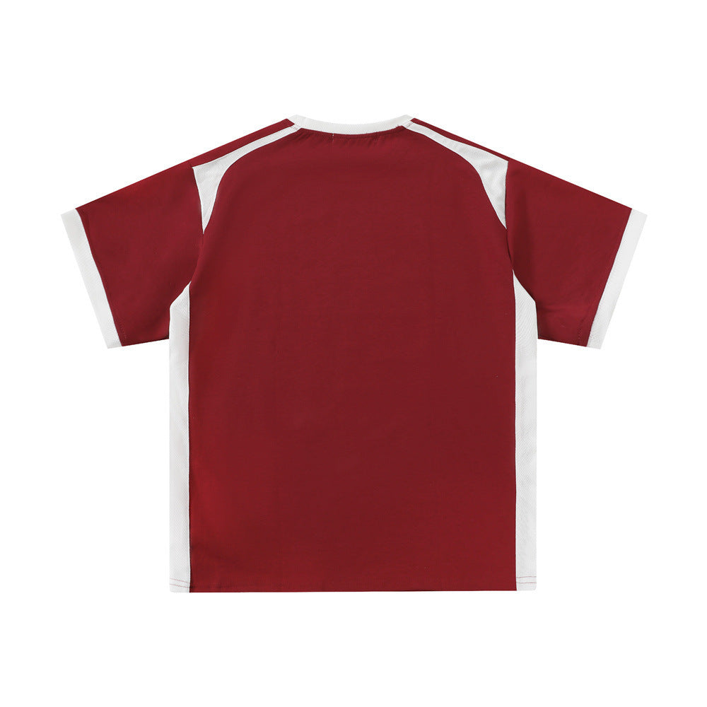 Color Contrast Patchwork Sports T-shirt Men