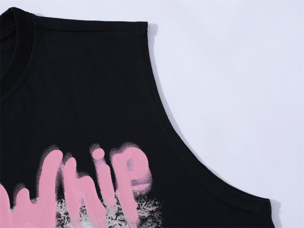 Fashion Printed Cotton Vest T-shirt Men