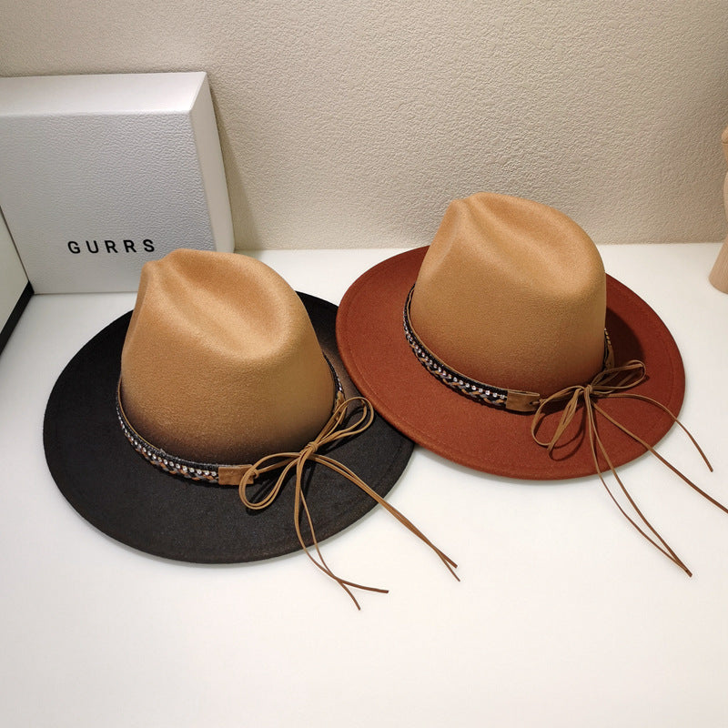 Woolen Fedora Hat Female Vintage Top Hat
