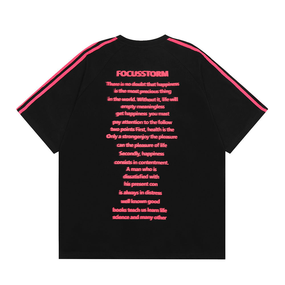 Fashion Personality Short Letter Cotton T-shirt Men