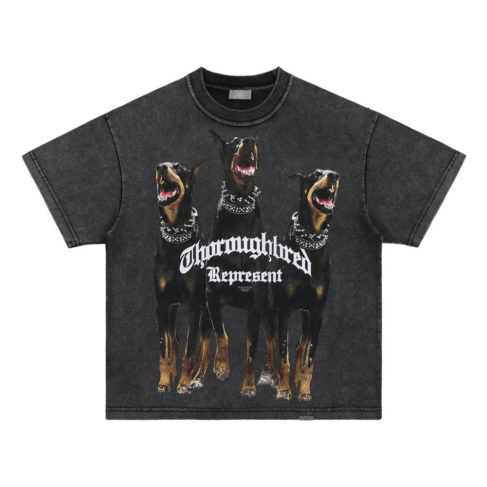 Printed Washed Distressed T-shirt For Men