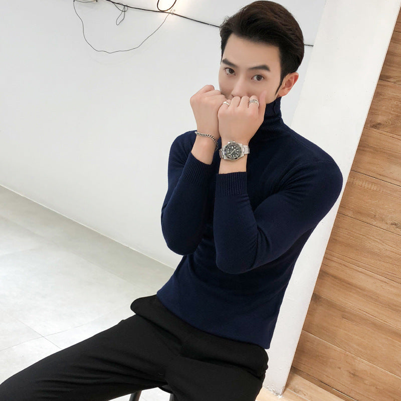 Men's Fall Fashion Slim Solid Color Turtleneck Sweater