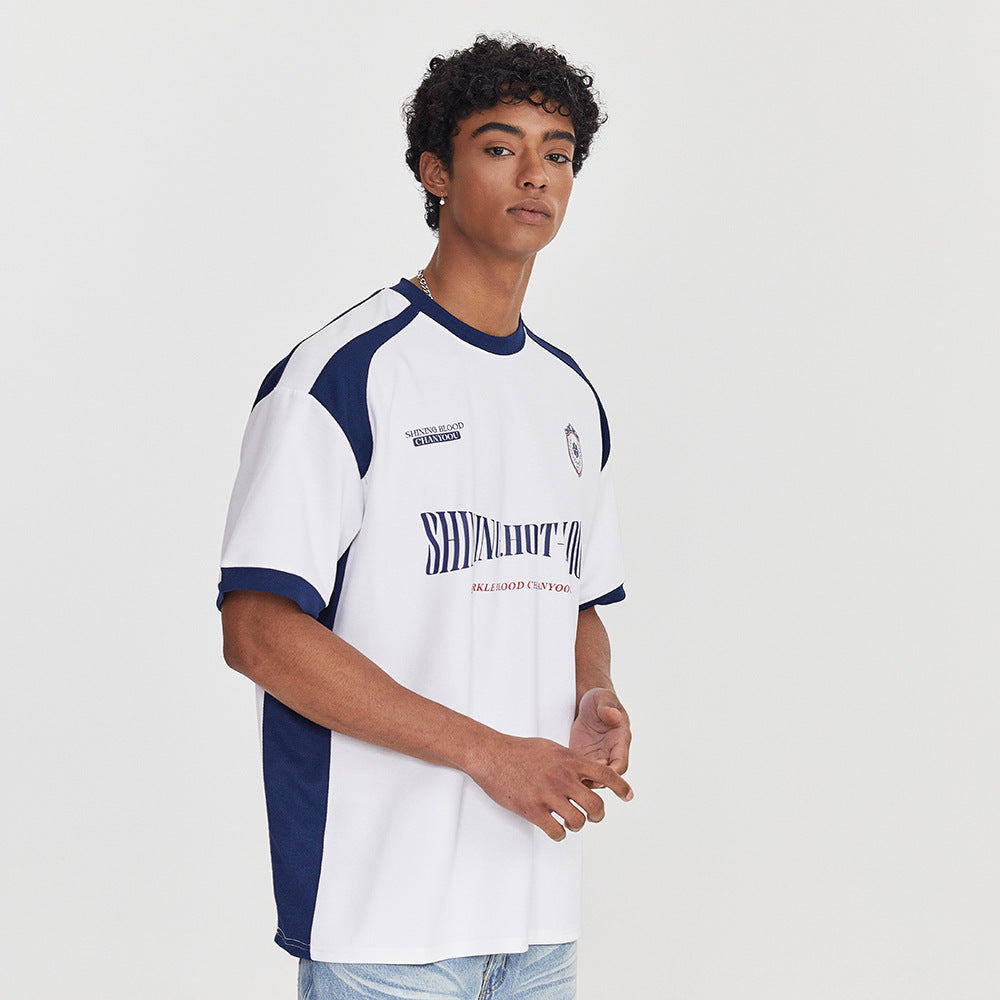Color Contrast Patchwork Sports T-shirt Men