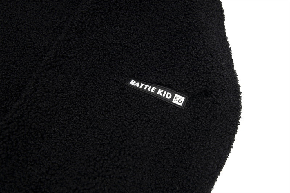 Lamb Wool Alphabet Embroidery Hooded Sweater