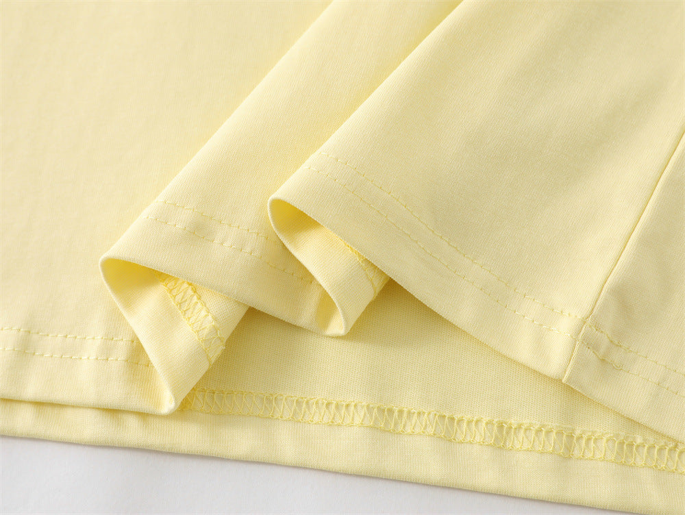 Embroidered Cotton T-shirt Short Sleeve Men
