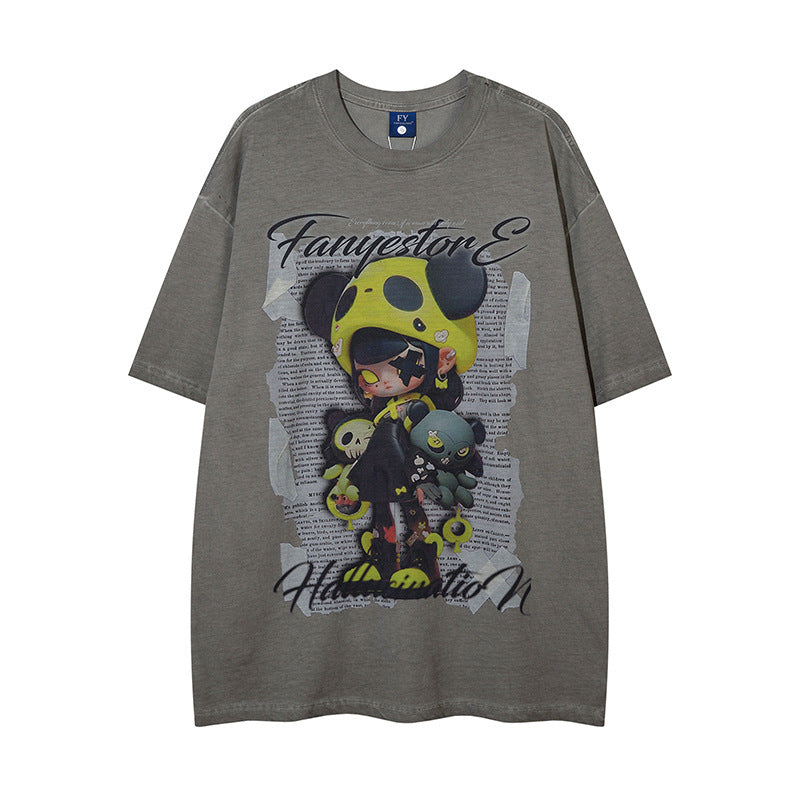 Depressed Cartoon Distressed T-shirt For Men