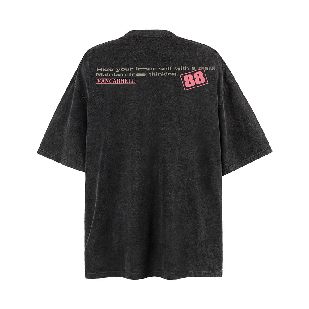 Vintage Print Short Sleeves T-shirt Men