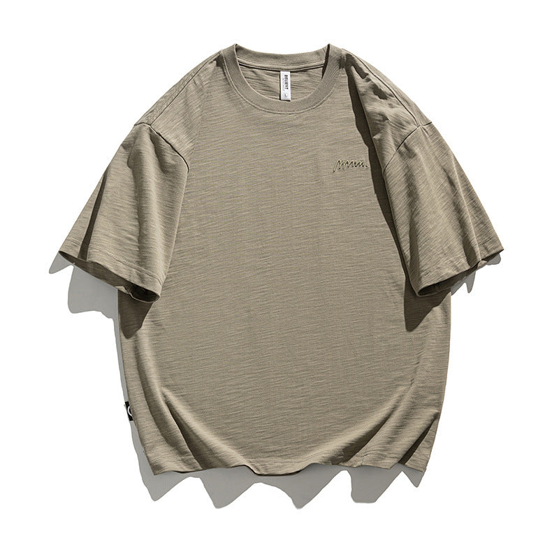 Simple Embroidered Cotton T-shirt For Men
