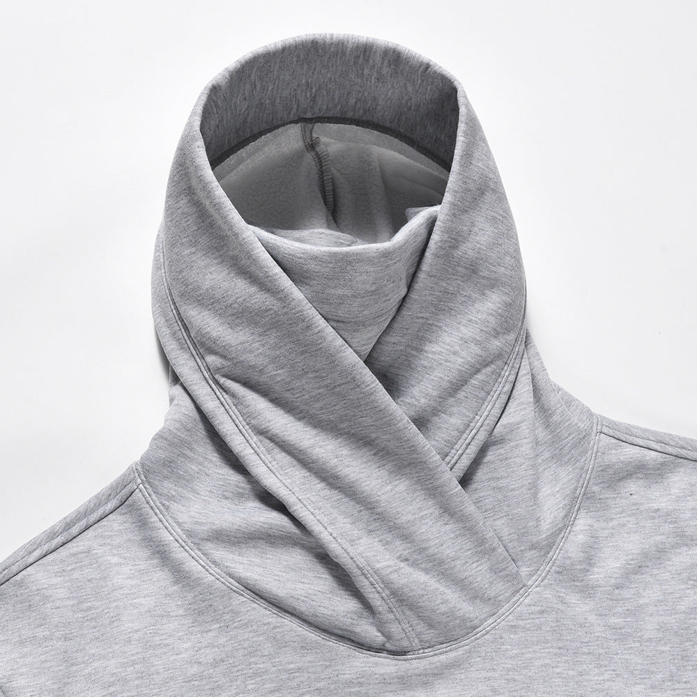 Double Layer Turtleneck Hooded Brushed Hoody
