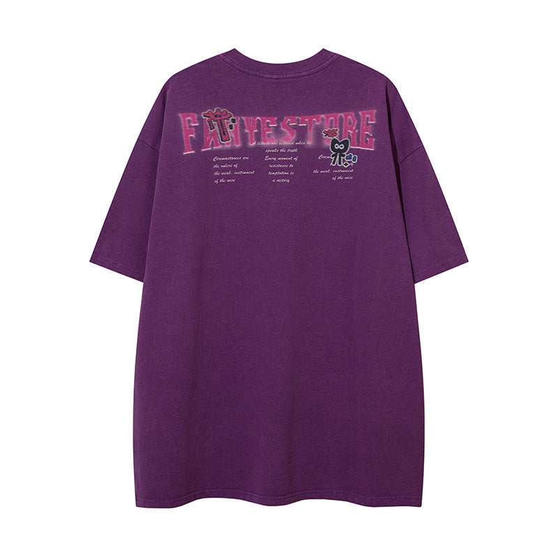Cartoon Anime Print Distressed T-shirt For Men