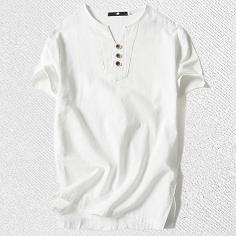 Loose Cotton And Linen T-shirt Men