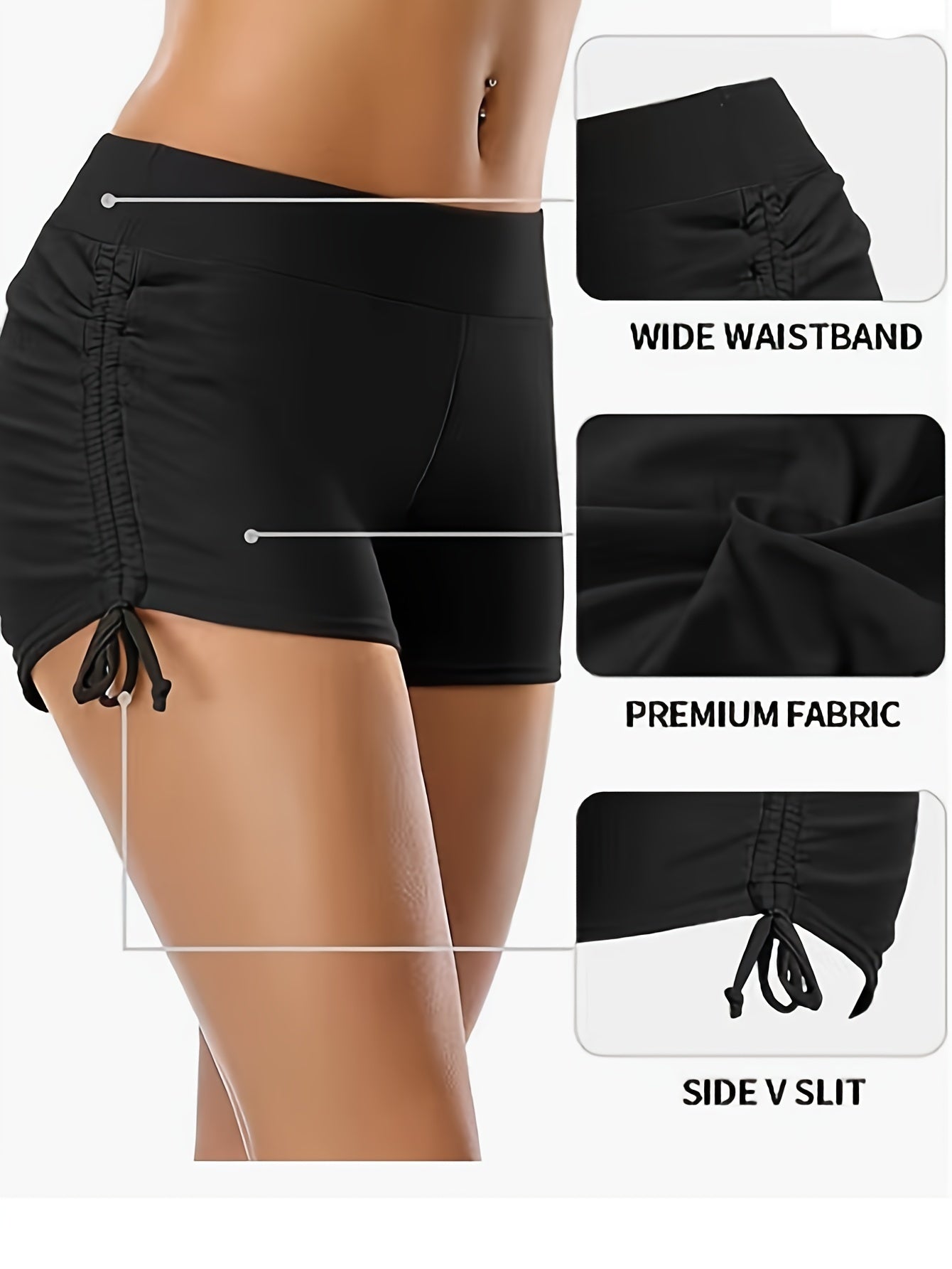 Women's Bikini Bottom  Solid Color Straight-leg Pants  Two-way Drawstrings  Swimsuit Bikini  Beach Style