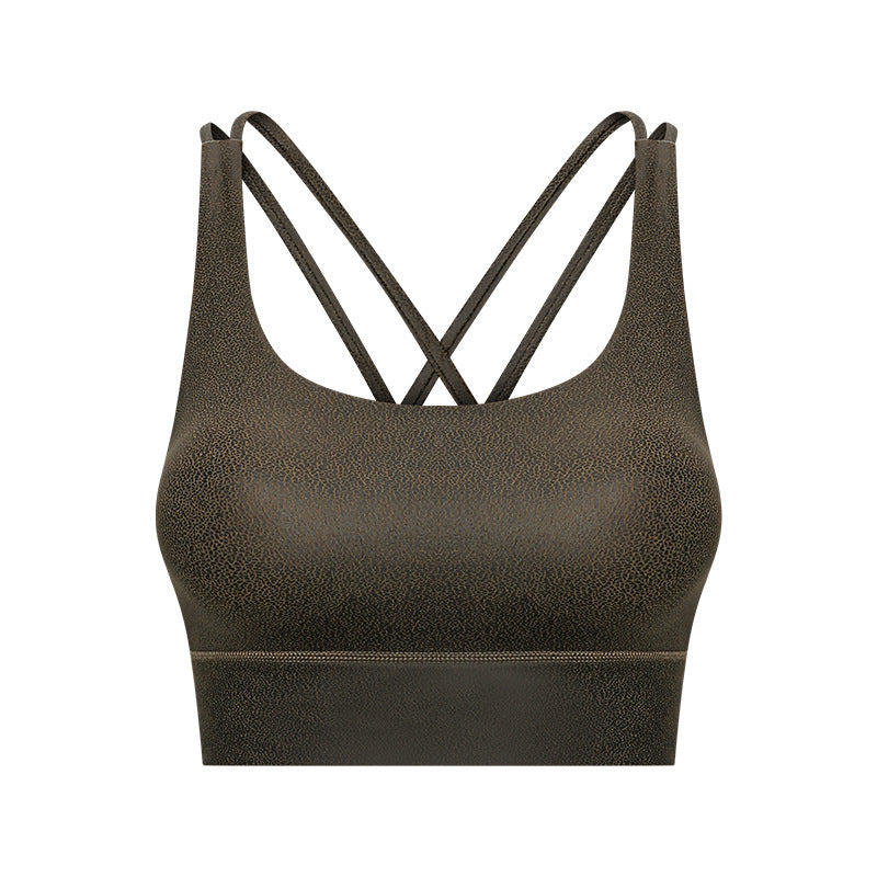 New Matte Leather Print Sports Bra