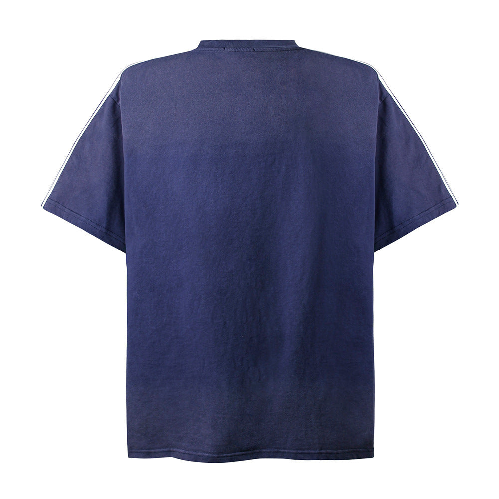 Letter Patch Embroidered Casual T-shirt Men
