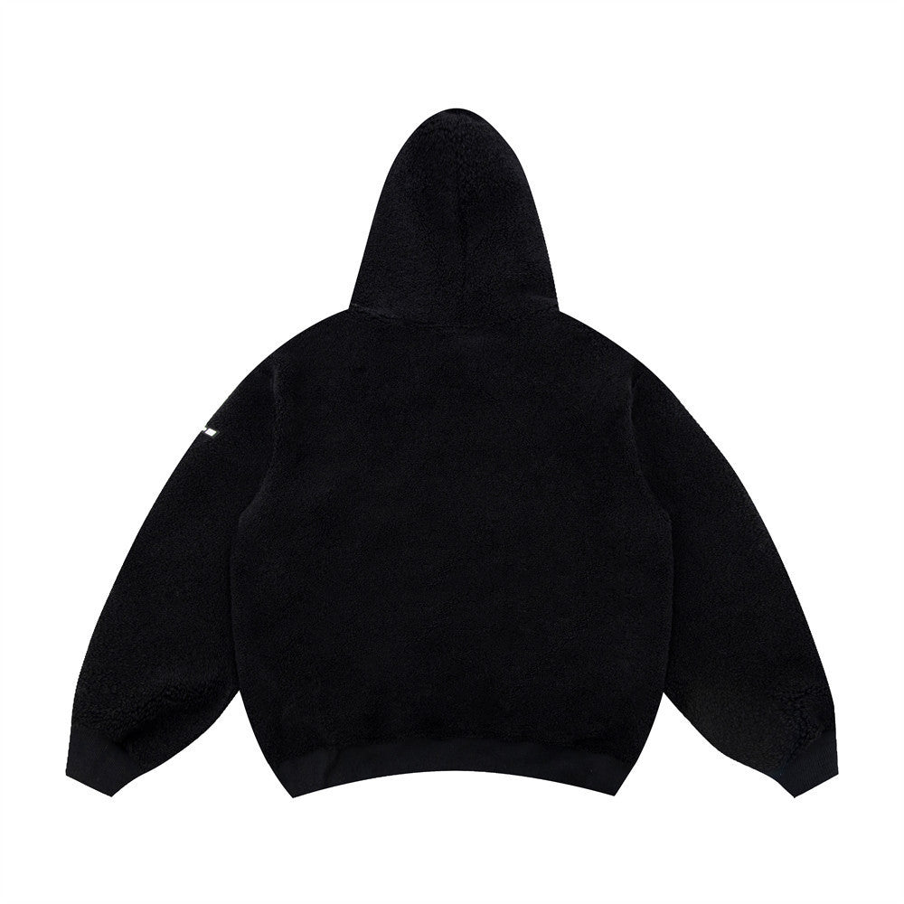 Lamb Wool Alphabet Embroidery Hooded Sweater