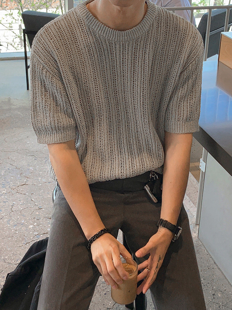 Fashion Personality Hollow Out Knitwear T-shirt Men