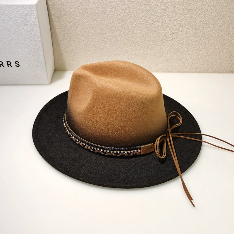 Woolen Fedora Hat Female Vintage Top Hat