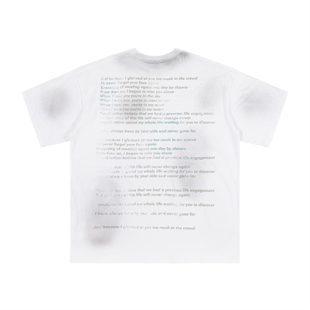 Fashion Inkjet Letter Cotton T-shirt Men