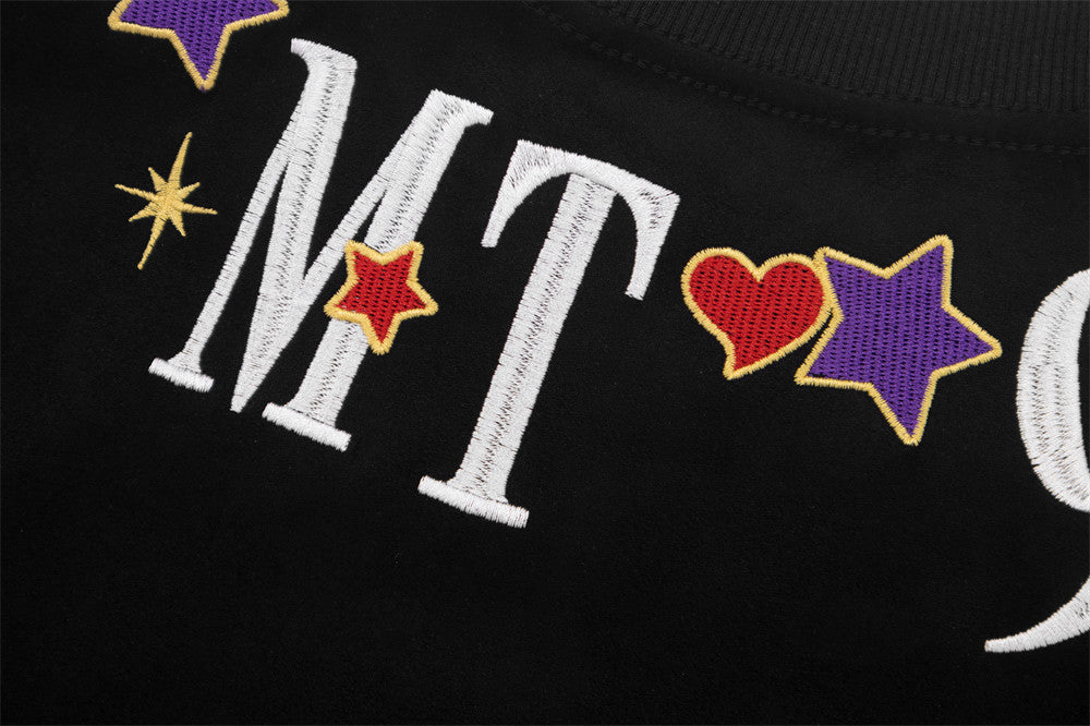 Embroidered Letter Crew Neck T-shirt Men