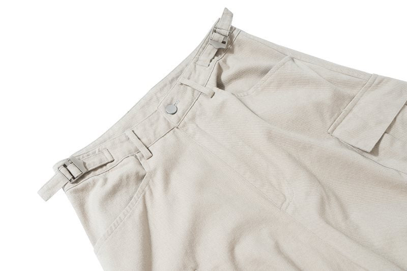 Loose Wide Leg Slightly Flared Profile Pleated Side Zipper Multi-pocket Cargo Pants