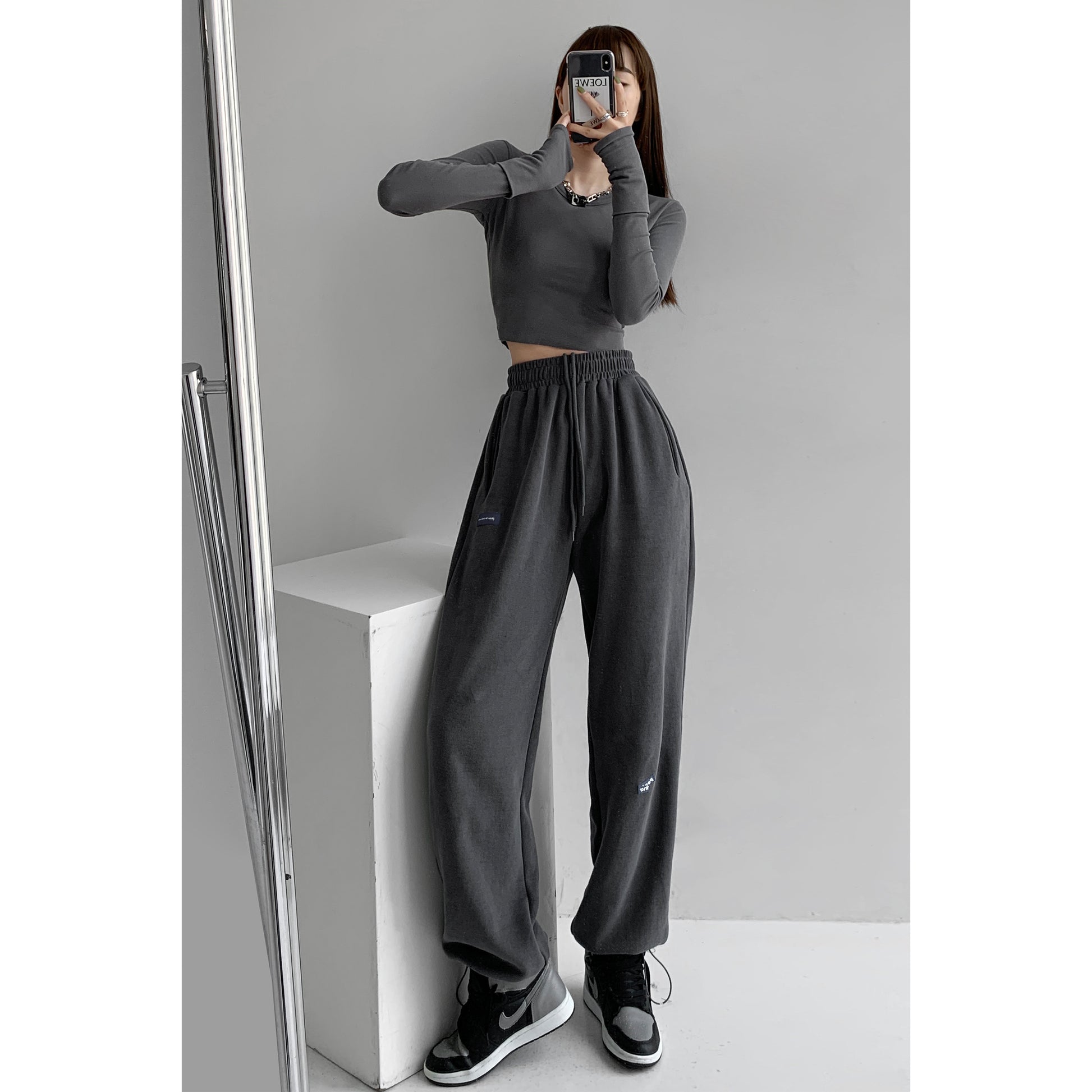 Thin Drawstring Sports High Waist Casual Pant