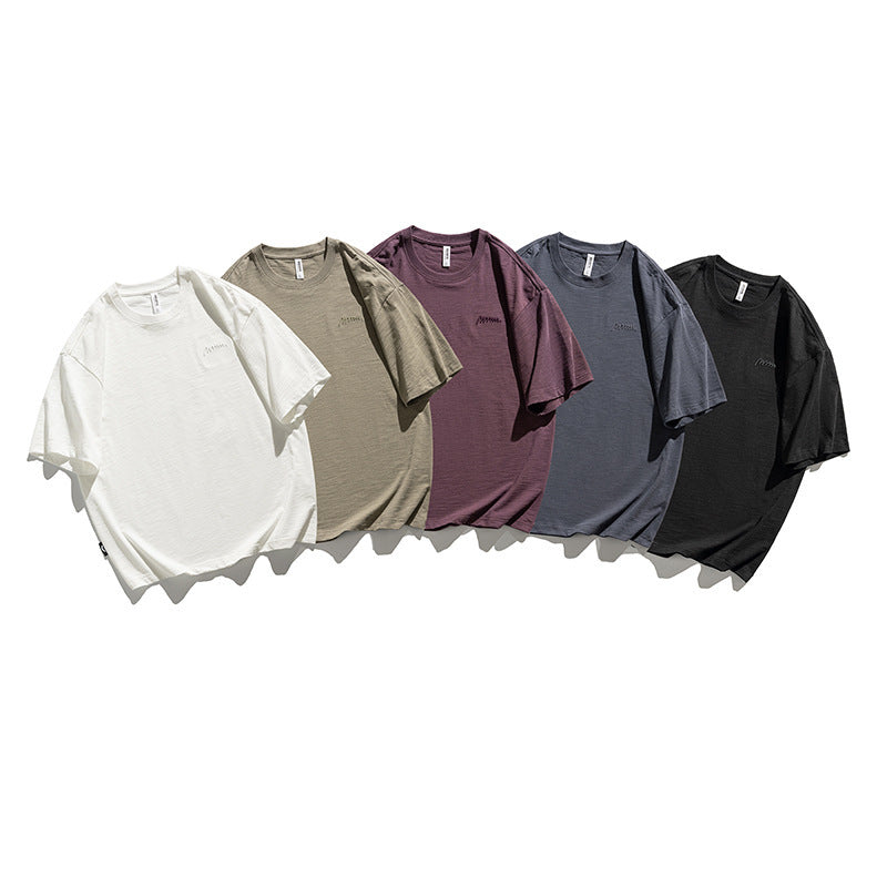 Simple Embroidered Cotton T-shirt For Men