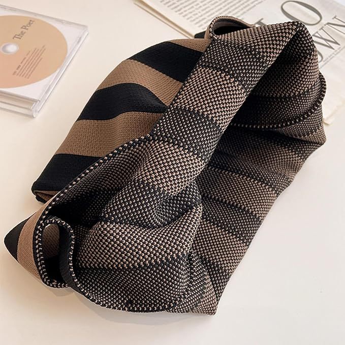 Handbag Women's Knitted Wool Bucket Bag  Versatile Handbag Casual Tote Bag Box Rice Bag