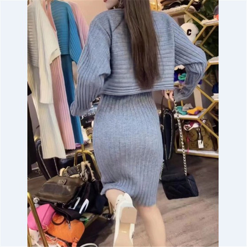 Two-piece Set Sweater Women Knitted Dress
