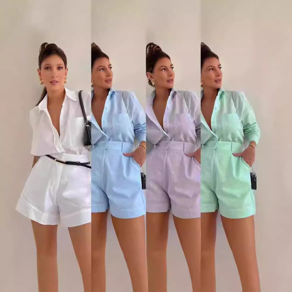 Loose Solid Color Casual Fashion Set Women