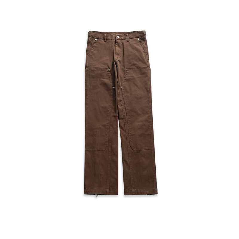 Slim-fit Micro-elastic Studded Zipper Cargo Slacks