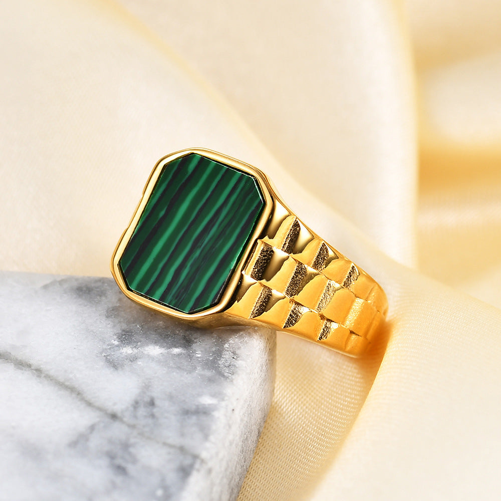 Irregular 15MM Square Fritillary Stainless Steel Ring