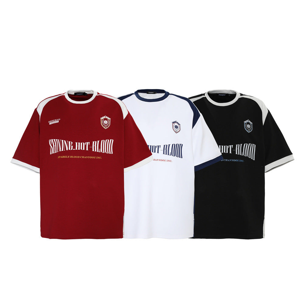 Color Contrast Patchwork Sports T-shirt Men