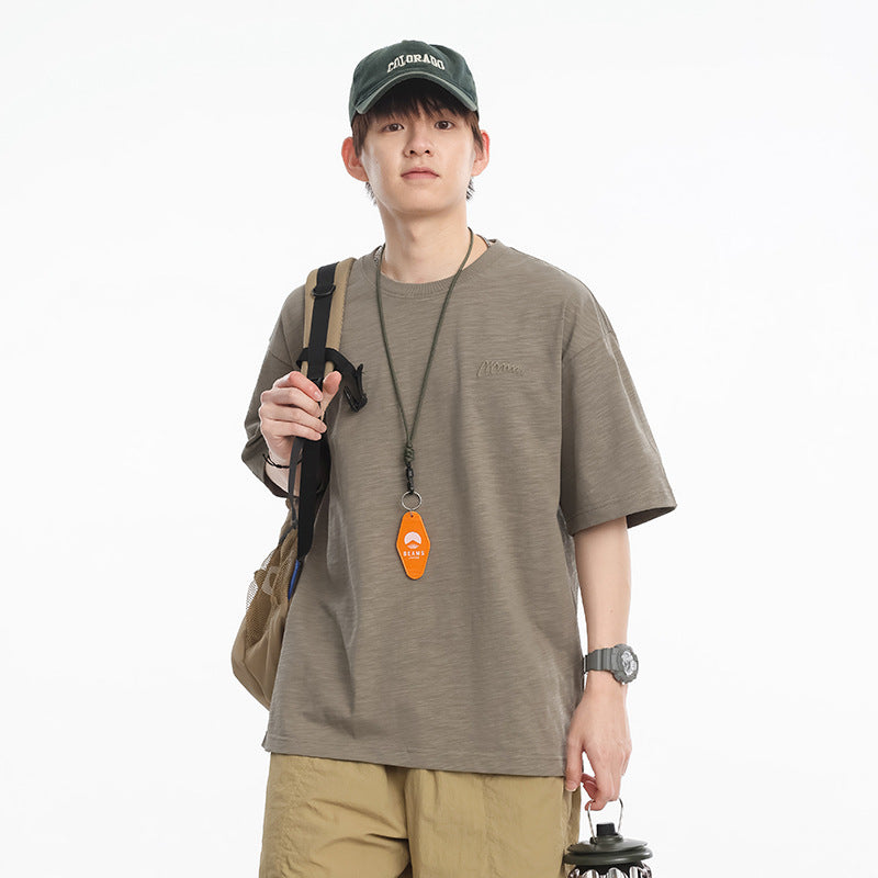 Simple Embroidered Cotton T-shirt For Men