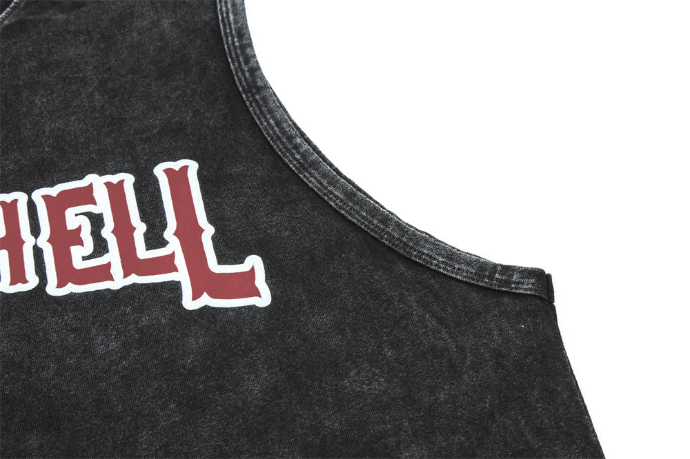 Distressed Letters Printed Sleeveless T-shirt For Men