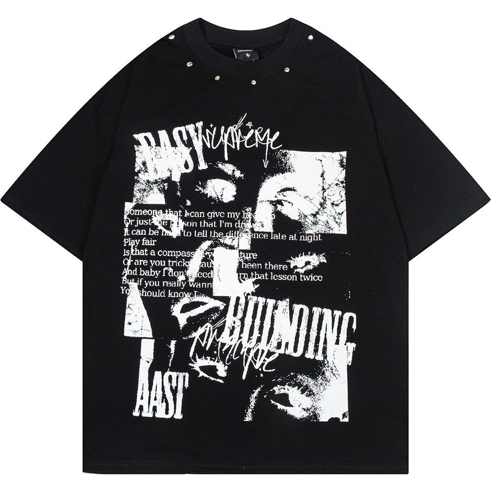 Fashion Abstract Printing Short-sleeved T-shirt Men
