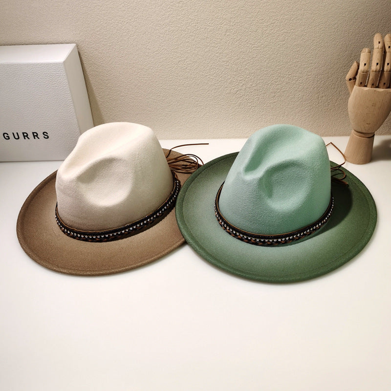 Woolen Fedora Hat Female Vintage Top Hat
