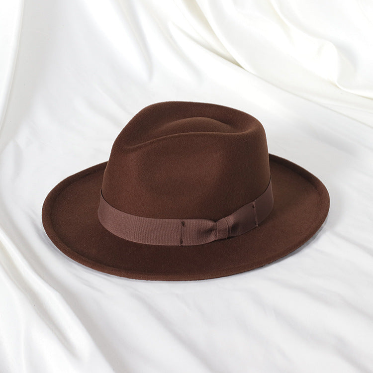 Bowknot Top Hat Love Hat Head Felt Cap Small Curling Men's Top Hat Retro Jazz Hat