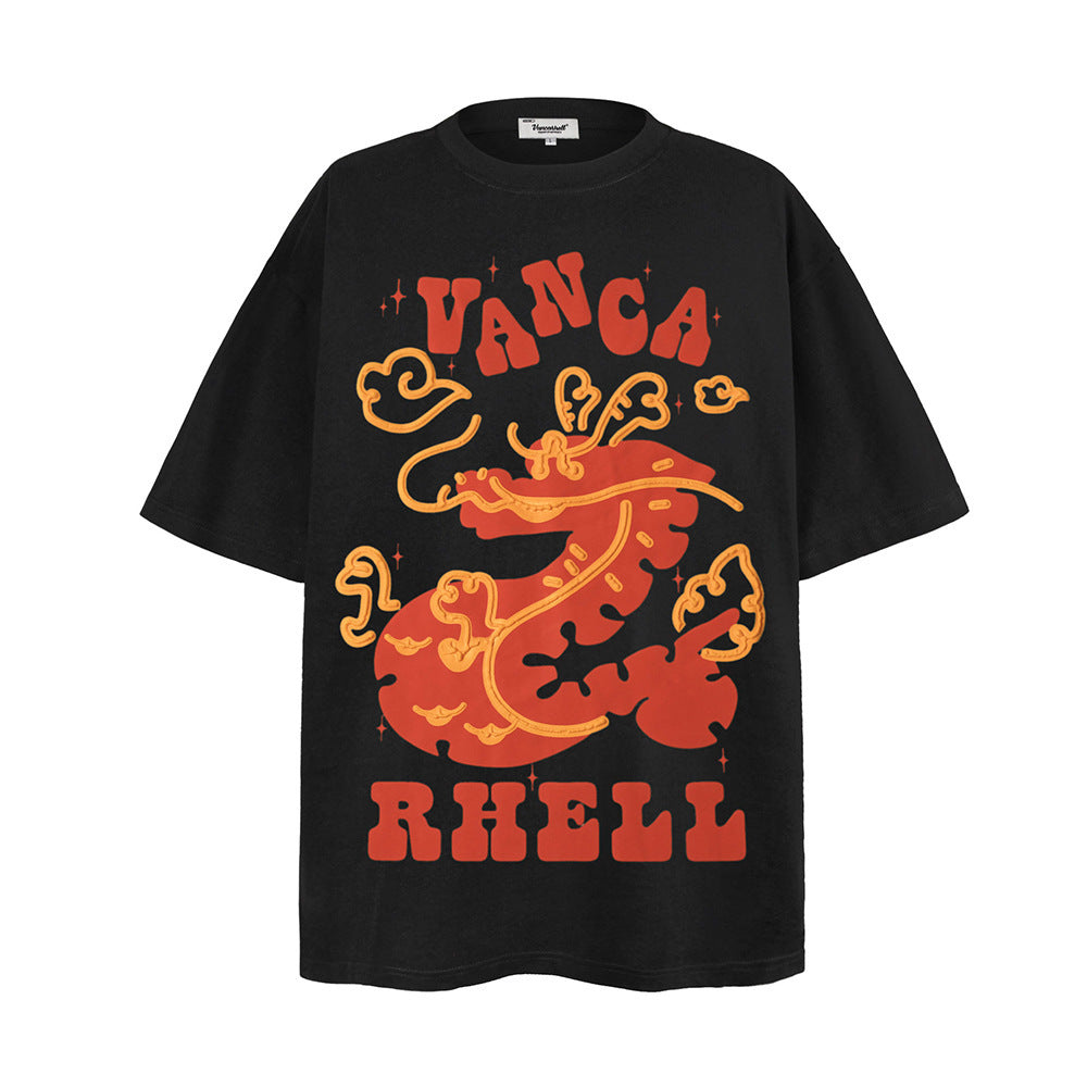 Fashion Zodiac Dragon Printed T-shirt Men