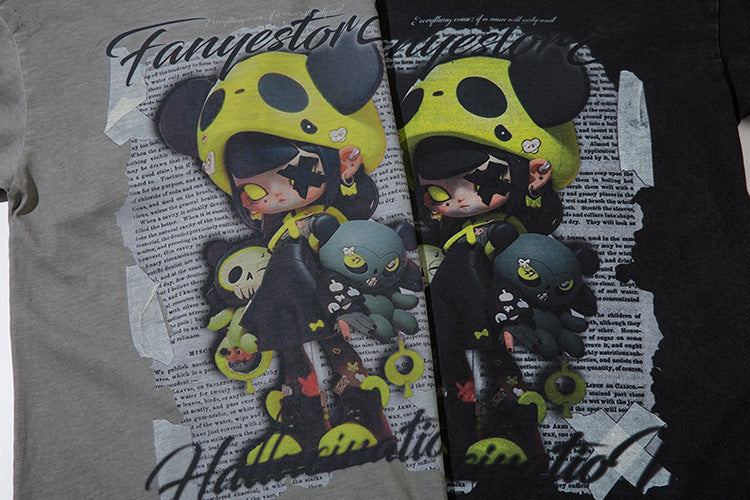 Depressed Cartoon Distressed T-shirt For Men