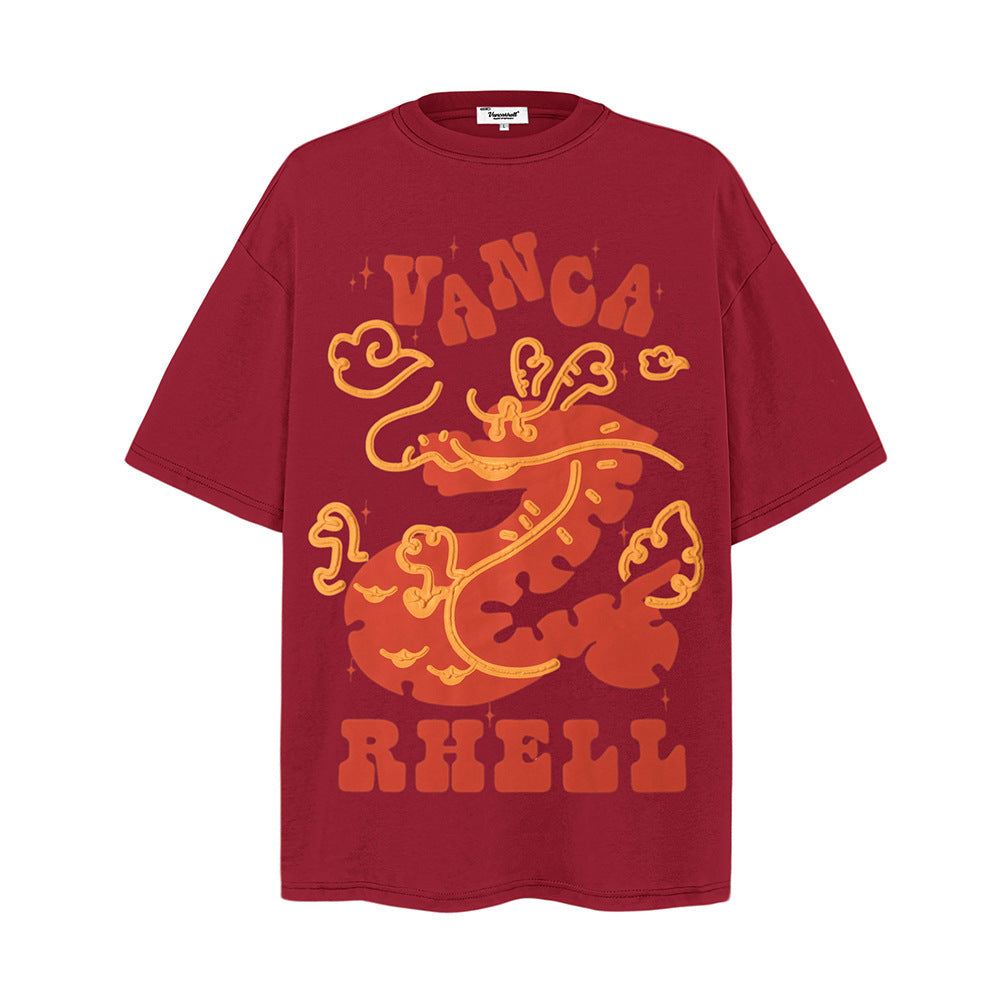 Fashion Zodiac Dragon Printed T-shirt Men