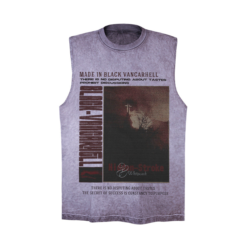 Landscape Printing Waistcoat T-shirt For Men