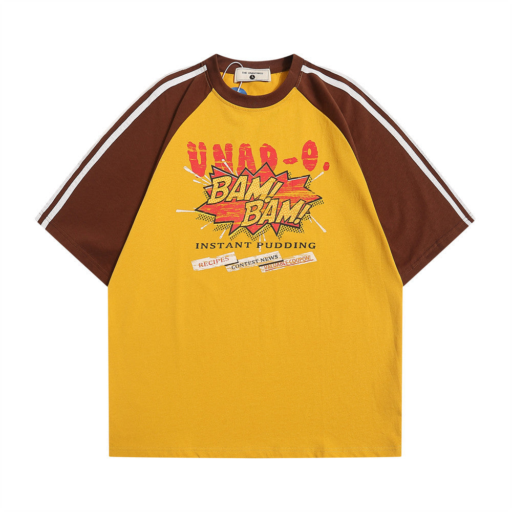 Color Contrast Patchwork Raglan T-shirt Men